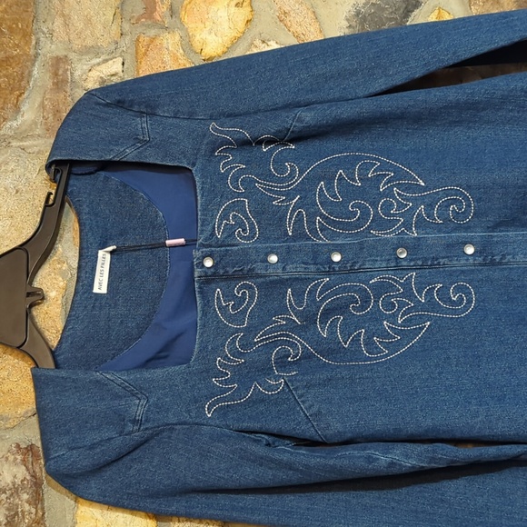 Avec les filles western embroidered denim mini dress - Picture 5 of 16